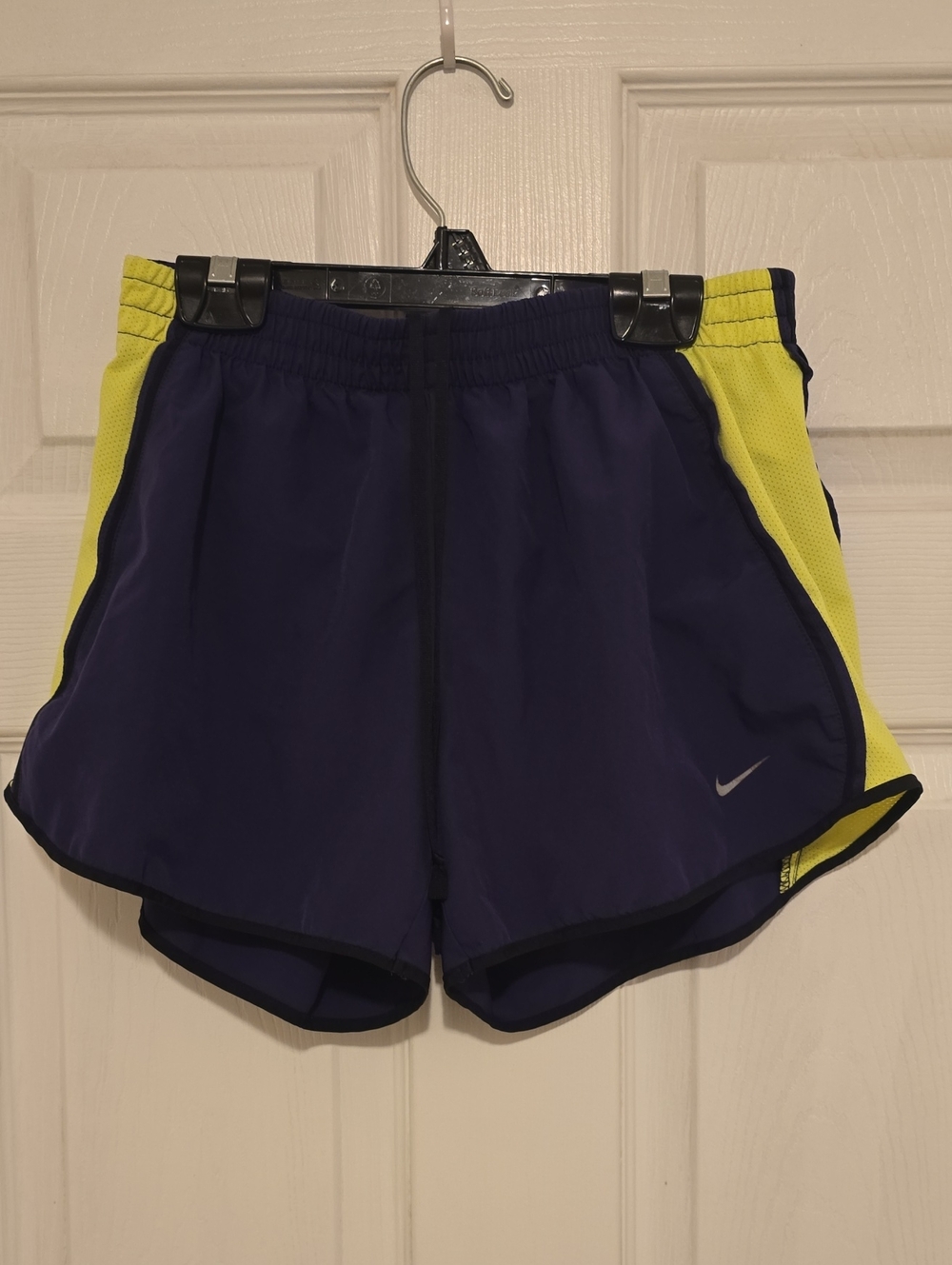 Nike Women's Purple and Yellow Athletic Shorts